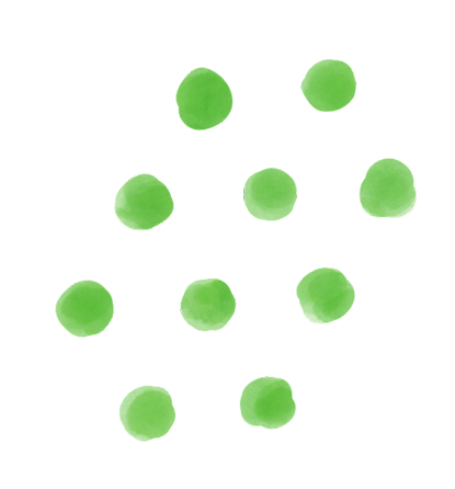 緑色の手書き風ドットが並んだ画像